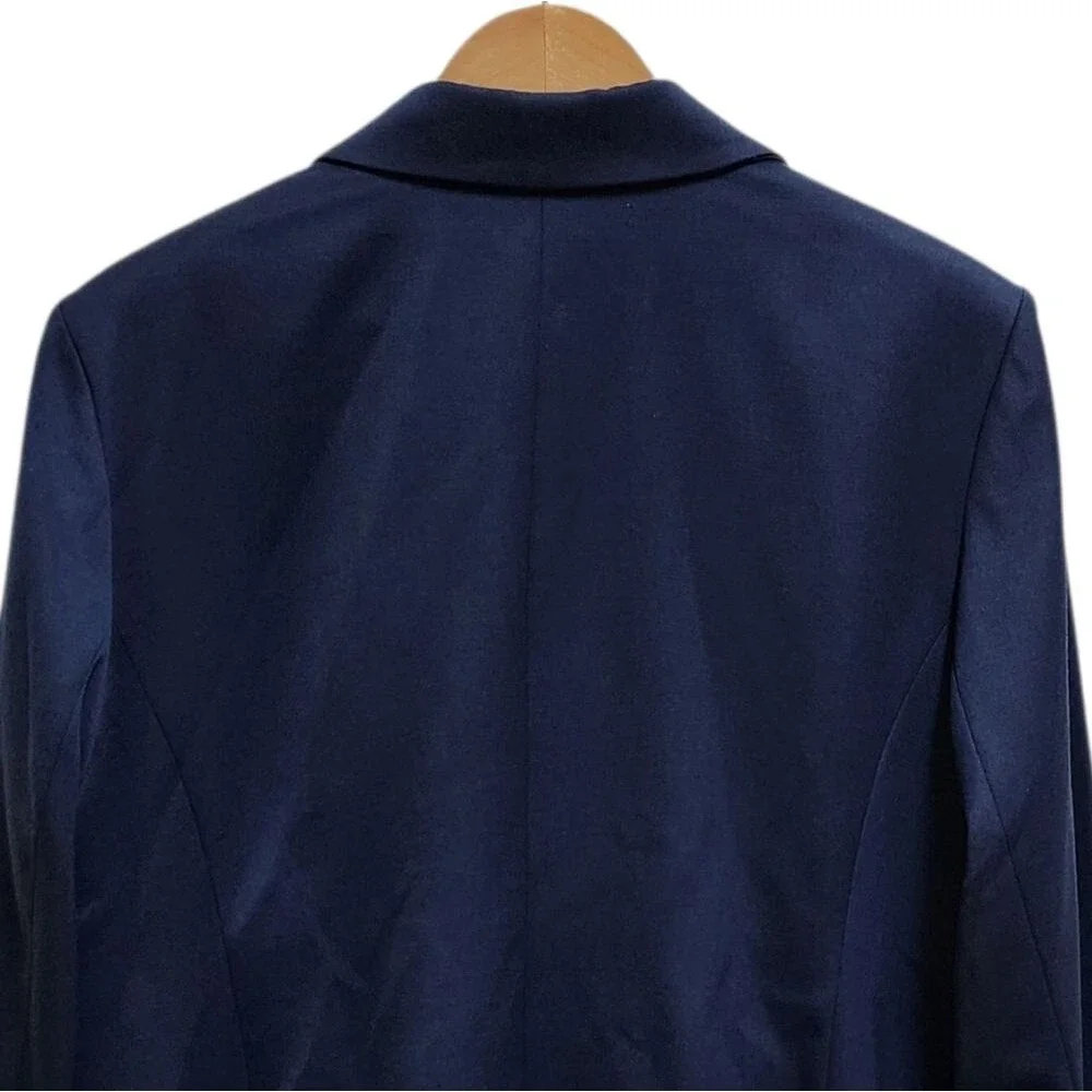 Appleseeds Navy 100% Wool Blazer Women Sz 18 Button Sheen Preppy Classic Vintage
